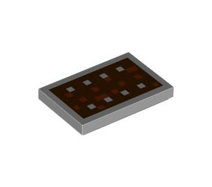 LEGO Medium steingrå Tile 2 x 3 med Minecraft Skjold Print (34802 / 102714)