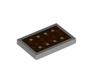 LEGO Medium Stone Gray Tile 2 x 3 with Minecraft Shield Print (34802 / 102714)