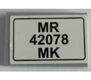LEGO Medium Stone Gray Tile 2 x 3 with 'MR 42078 MK' Sticker (26603)