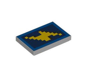 LEGO Medium Stone Gray Tile 2 x 3 with Yellow Pixels (26603 / 103730)