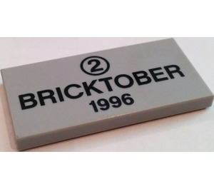LEGO Gris pierre moyen Tuile 2 x 4 avec 'BRICKTOBER 1996' (87079)