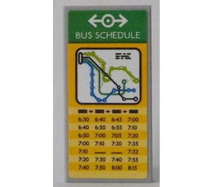 LEGO Medium Stone Gray Tile 2 x 4 with Bus Map and Schedule Sticker (87079)