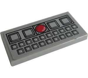 LEGO Medium Stone Gray Tile 2 x 4 with Console with Red Button Sticker (87079)