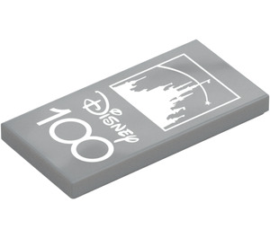 LEGO Medium Stone Gray Tile 2 x 4 with 'Disney 100' (87079 / 104298)