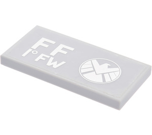 LEGO Medium Stone Gray Tile 2 x 4 with FF 1° FW and SHIELD Logo (Right) Sticker (87079)