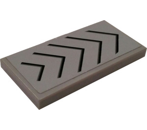 LEGO Medium Stone Gray Tile 2 x 4 with Gray/Black Chevrons Sticker (87079)