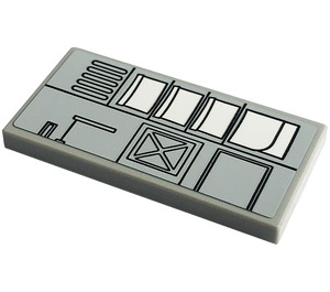 LEGO Medium Stone Gray Tile 2 x 4 with Lunar Lander Hull Plates Sticker (87079)