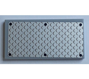 LEGO Medium Stone Gray Tile 2 x 4 with Tread Plate with 6 Rivets Sticker (87079)