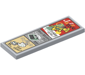 LEGO Medium Stone Gray Tile 2 x 6 with Adverts for Jazz, Tea and Typewriter Sticker (69729)