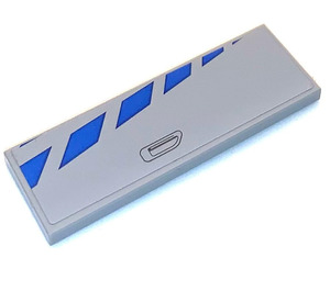 LEGO Grigio pietra medio Piastrella 2 x 6 con Blu Modello e Doorhandle (Sinistra) Adesivo (69729)