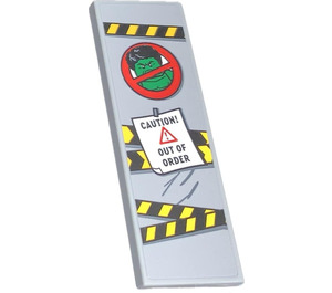 LEGO Medium Stone Gray Tile 2 x 6 with No Hulk Symbol, ‘CAUTION OUT OF ORDER' Sticker (69729)
