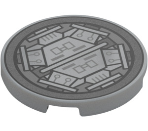 LEGO Medium Stone Gray Tile 3 x 3 Round with Millennium Falcon Machinery (67095 / 108330)