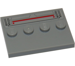 LEGO Medium Stone Gray Tile 3 x 4 with Four Studs with Stars Wars TIE Advanced Prototype Pattern Sticker (17836)