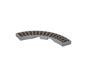 LEGO Mittleres Steingrau Fliese 4 x 4 Gebogen Ecke mit Cutouts mit Zug Tracks (27507 / 78875)