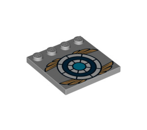 LEGO Medium Steengrijs Tegel 4 x 4 met Studs Aan Rand met Blauw & Wit Target en Wings  (6179 / 12960)