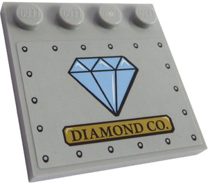 LEGO Medium Stone Gray Tile 4 x 4 with Studs on Edge with Medium Blue Diamond, Rivets and 'DIAMOND CO.' Sticker (6179)