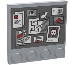 LEGO Medium steengrijs Tegel 4 x 4 met Noppen aan Rand met Noticeboard