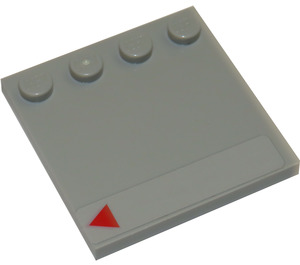 LEGO Medium Stone Gray Tile 4 x 4 with Studs on Edge with Red arrow on the left Sticker (6179)