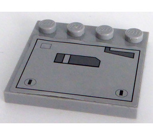 LEGO Medium Stone Gray Tile 4 x 4 with Studs on Edge with Sw AT-DP Panel Right Side Sticker (6179)
