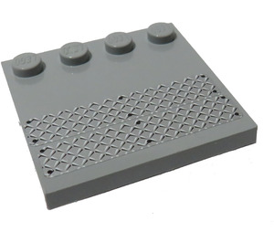 LEGO Medium Stone Gray Tile 4 x 4 with Studs on Edge with Tread Plates Sticker (6179)