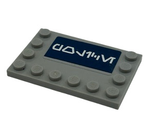 LEGO Medium Stone Gray Tile 4 x 6 with Studs on 3 Edges with Aurebesh Characters 'POLICE' Sticker (6180)