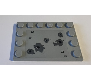 LEGO Gris pierre moyen Tuile 4 x 6 avec Goujons sur 3 Edges avec Bullet des trous from UCS Millennium Falcon Autocollant (6180)