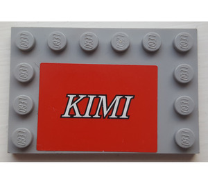 LEGO Medium Stone Gray Tile 4 x 6 with Studs on 3 Edges with 'KIMI' Sticker (6180)