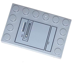 LEGO Medium Stone Gray Tile 4 x 6 with Studs on 3 Edges with Mobile Tac-Pod Door (left side) Sticker (6180)