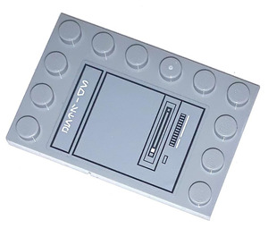 LEGO Medium Stone Gray Tile 4 x 6 with Studs on 3 Edges with Mobile Tac-Pod Door (right side) Sticker (6180)