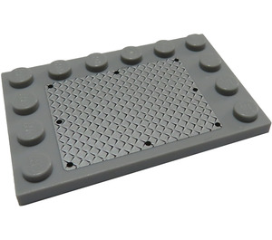 LEGO Medium Stone Gray Tile 4 x 6 with Studs on 3 Edges with Silver Chequer Plate, Black Rivets Sticker (6180)