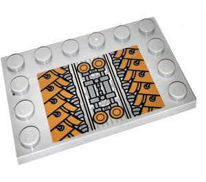 LEGO Medium Stone Gray Tile 4 x 6 with Studs on 3 Edges with SW Sith Infiltrator Mechanical Pattern Sticker (6180)