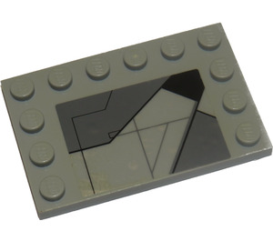 LEGO Gris pierre moyen Tuile 4 x 6 avec Goujons sur 3 Edges avec SW Sith Infiltrator Panneau (Droite) Autocollant (6180)