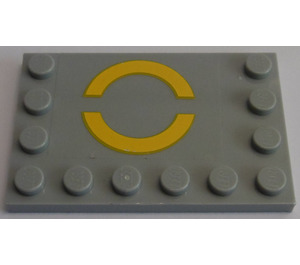 LEGO Medium Stone Gray Tile 4 x 6 with Studs on 3 Edges with Two Yellow Semi Circles Sticker (6180)