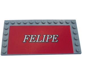 LEGO Mittleres Steingrau Fliese 6 x 12 mit Bolzen auf 3 Edges mit 'Felipe' Aufkleber (6178)