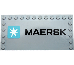 LEGO Medium Stengrå Bricka 6 x 12 med Knoppar på 3 Edges med "MAERSK" Klistermärke (6178)