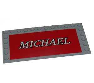 LEGO Medium steengrijs Tegel 6 x 12 met Noppen aan 3 Edges met 'Michael' Sticker (6178)