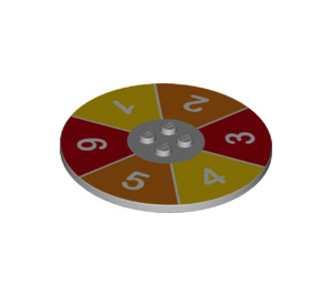 레고 미디엄 스톤 그레이 타일 8 x 8 둥근 ~와 함께 2 x 2 센터 스터드 ~와 함께 1 2 3 4 5 6 Numbers (6177 / 41756)