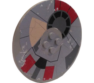LEGO Medium Stone Gray Tile 8 x 8 Round with 2 x 2 Center Studs with Millennium Falcon Top and Hatch Sticker (6177)