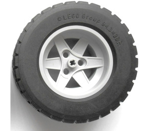 LEGO Medium Stone Gray Tire 94.3 x 38 R with Rim 56 X 34 with 3 Holes