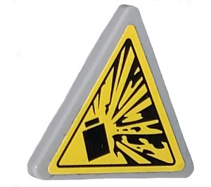 LEGO Medium Stone Gray Triangular Sign with Black Explosive on Yellow Background Sticker with Split Clip (30259)