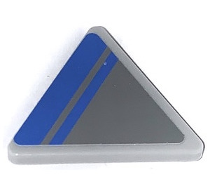 LEGO Medium Stone Gray Triangular Sign with Blue Lines on Medium Stone Background (Left) Sticker with Split Clip (30259)