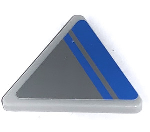 LEGO Medium Stone Gray Triangular Sign with Blue Lines on Medium Stone Background (Right) Sticker with Split Clip (30259)