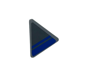 LEGO Medium Stone Gray Triangular Sign with Blue Stripe on Dark Bluish Gray Background Right Side Sticker with Split Clip (30259)