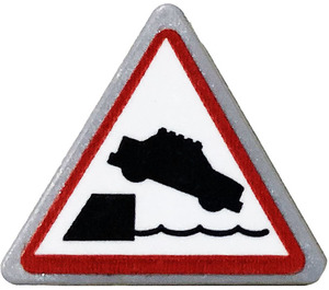 LEGO Gris pierre moyen Triangulaire Sign avec Auto Falling into Water Autocollant avec clip fendu (30259)