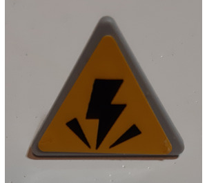 LEGO Gris pierre moyen Triangulaire Sign avec lightning bolt Autocollant avec clip fendu (30259)