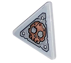 LEGO Gris pierre moyen Triangulaire Sign avec Skull  Autocollant avec clip fendu (30259)