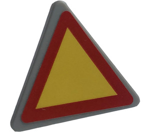 LEGO Mittleres Steingrau Dreieckig Sign mit Triangle, Rahmen Aufkleber mit geteiltem Clip (30259)