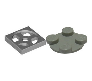 LEGO Grigio pietra medio Turntable 2 x 2 Plate with Light Gray Top