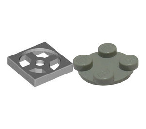 LEGO Medium Stone Gray Turntable 2 x 2 Plate with Light Gray Top
