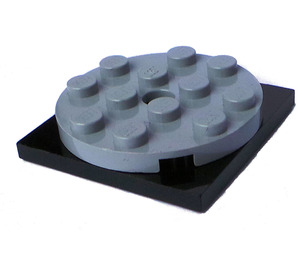 LEGO Mittleres Steingrau Turntable 4 x 4 x 0.667 mit Schwarz Verriegeln Base